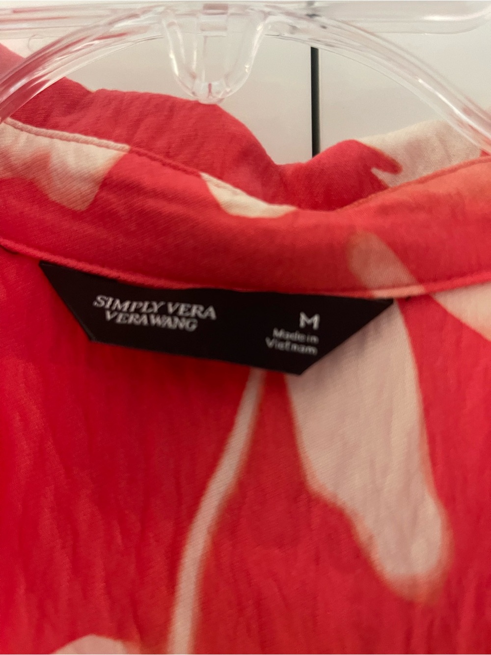 Simply Vera Vera Wang Coral and Cream Floral Short-Sleeve Button-Down - Picture 2 of 2